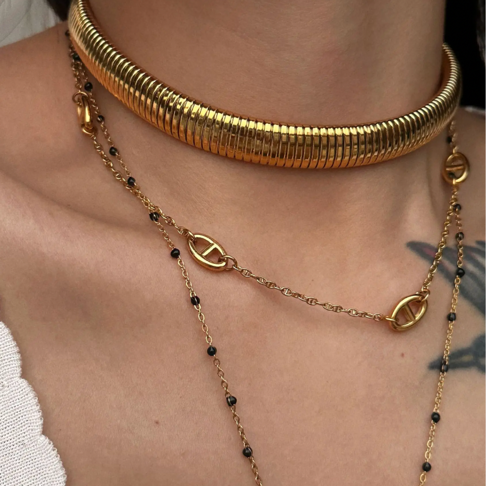 CONNOR 18K GOLD PLATED TITANIUM STEEL CHOKER