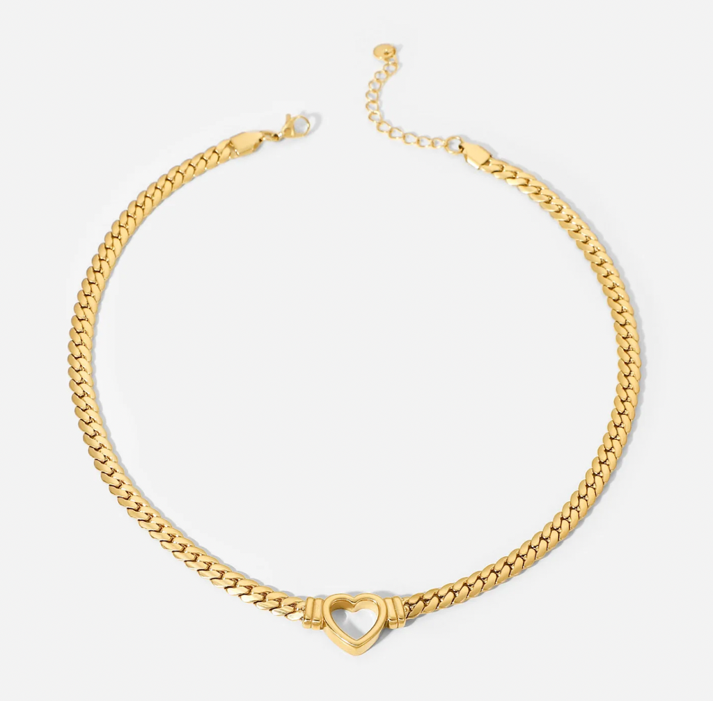 VENUS 18K GOLD PLATED HEART NECKLACE