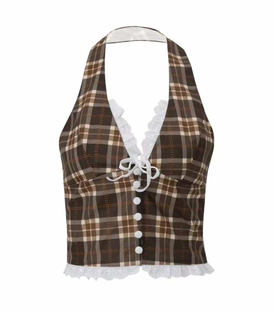 JESSI PLAID HALTER TOP