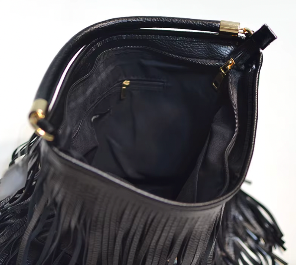 SHARI FRINGE VEGAN LEATHER BAG
