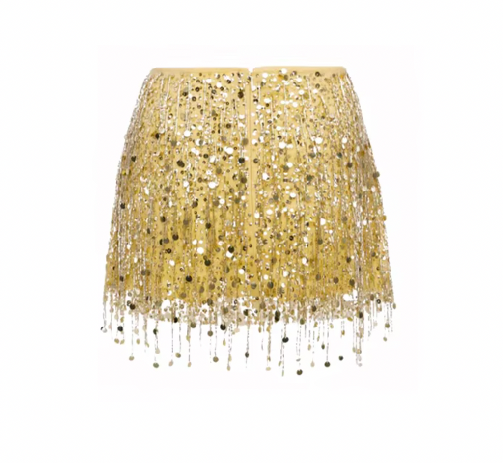 LORI SEQUIN FRINGE MINI SKIRT