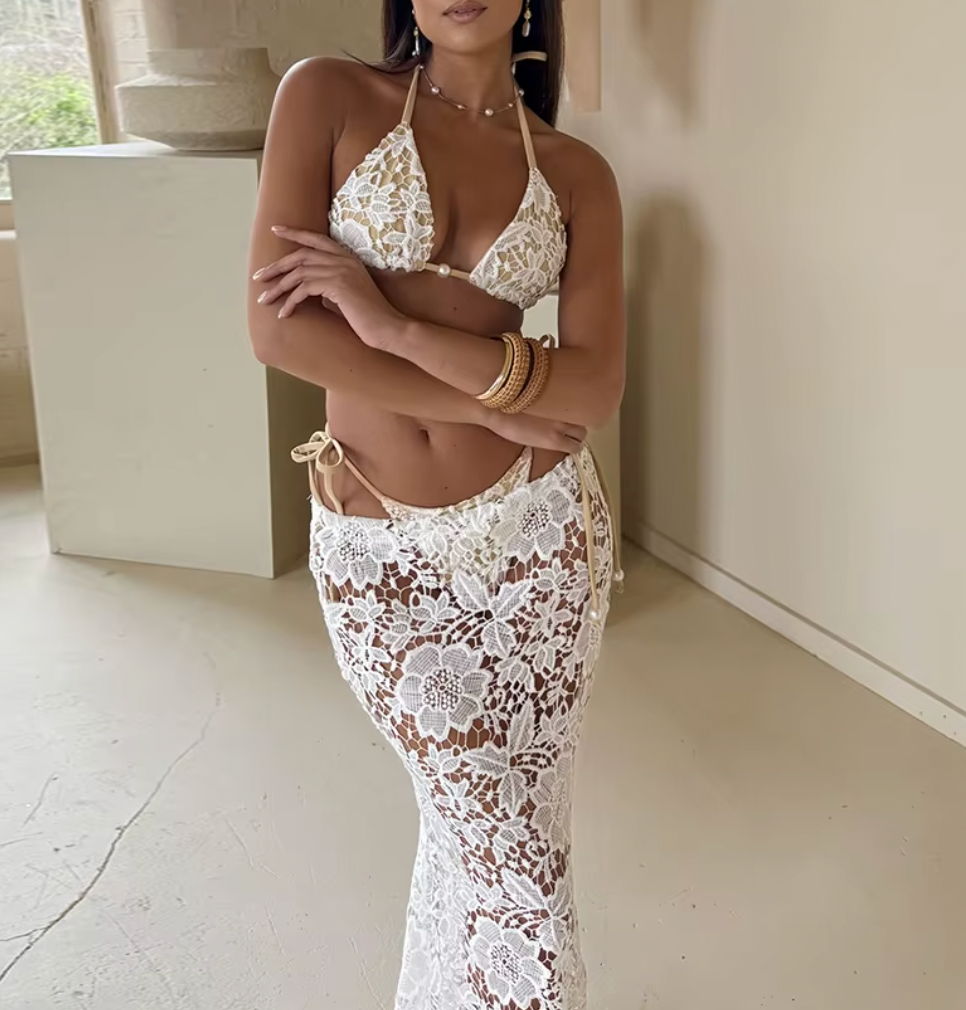 ROONEY 3 PC LACE BIKINI SKIRT SET