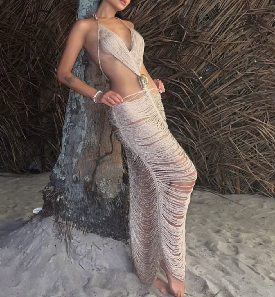LARISSA FRINGE CUTOUT DRESS