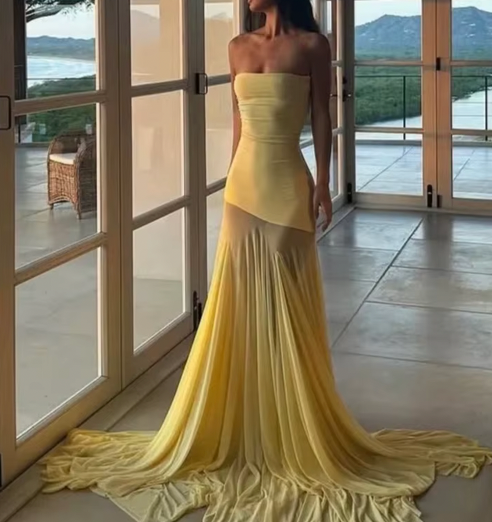 THEO STRAPLESS CHIFFON DRESS