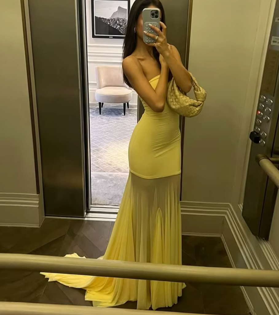 THEO STRAPLESS CHIFFON DRESS
