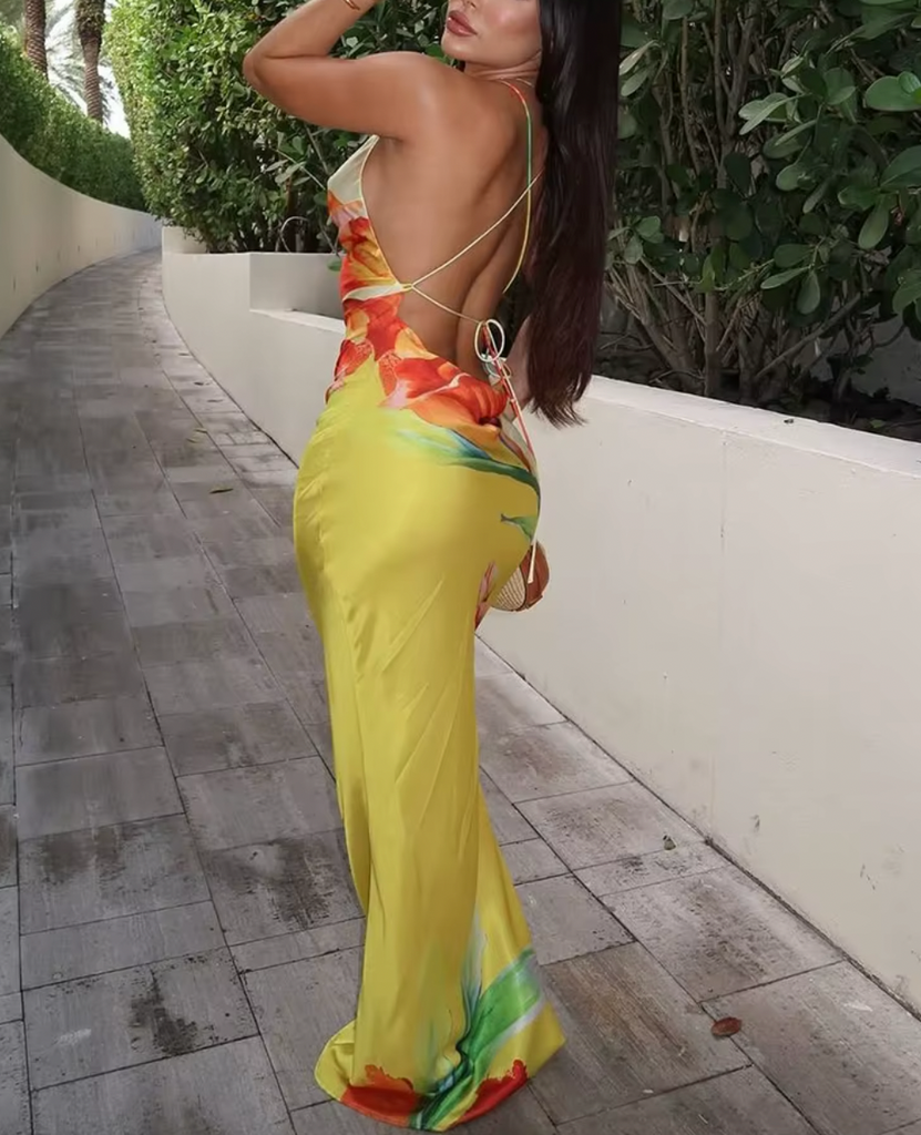 FRANCIS FLOWER MAXI OPEN BACK DRESS