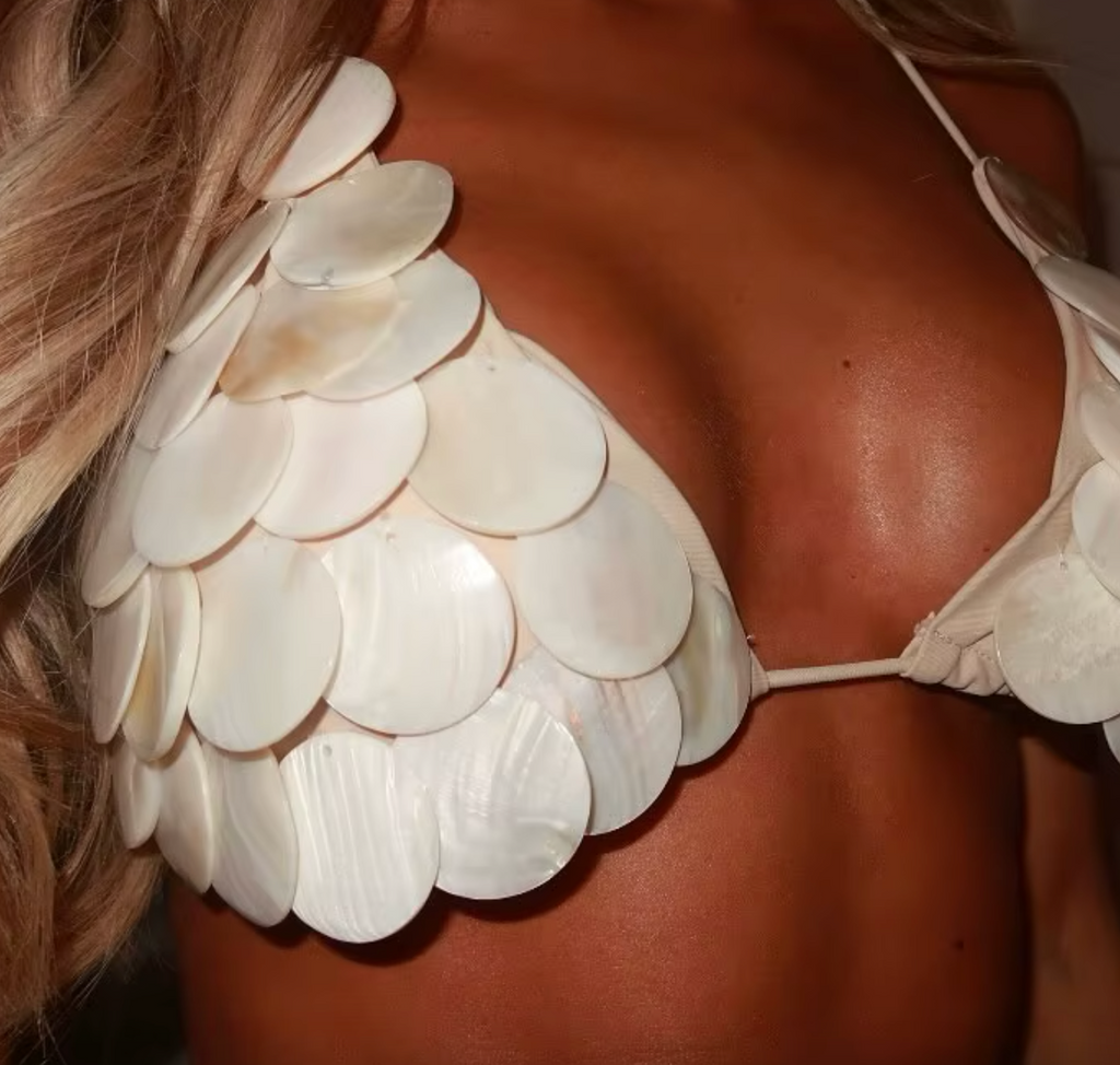 SANDY 3 PC SEASHELL BIKINI SET WITH SKIRT