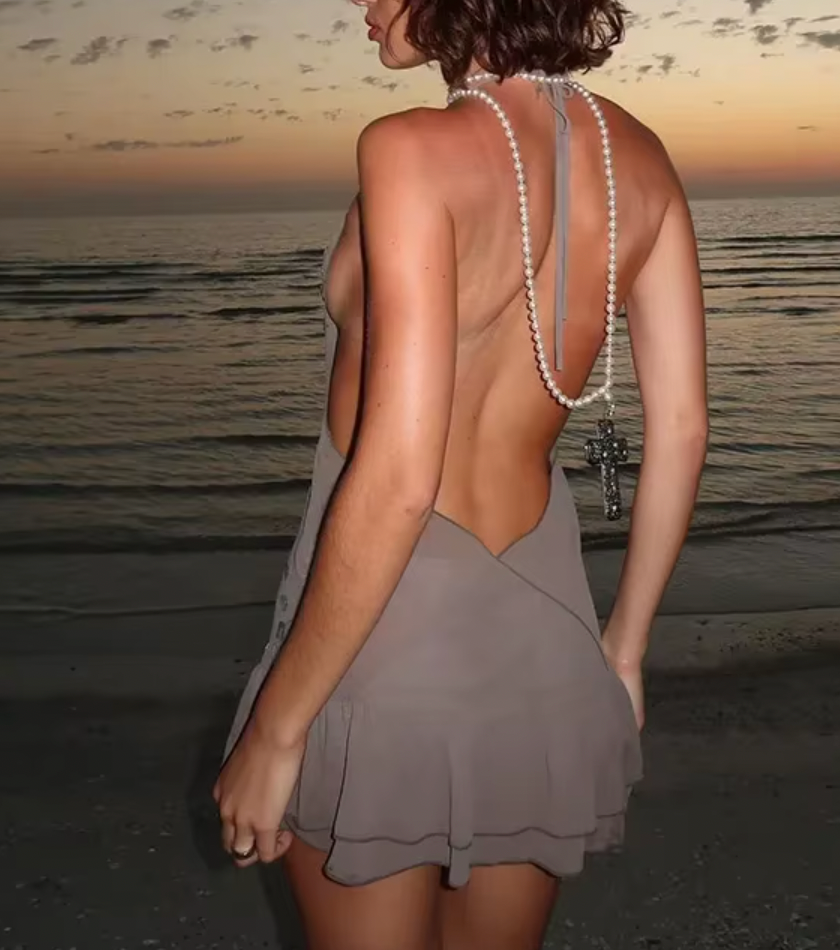 MIMI HALTER BUTTON DRESS