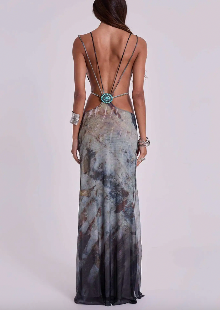 POCAHONTAS OPEN BACK CUTOUT MAXI