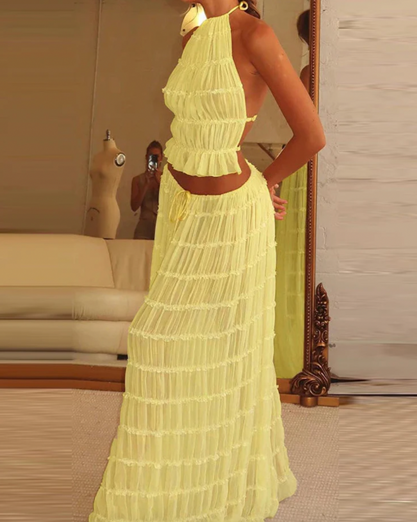 MARIELLE 2 PC HALTER TOP & MAXI SKIRT