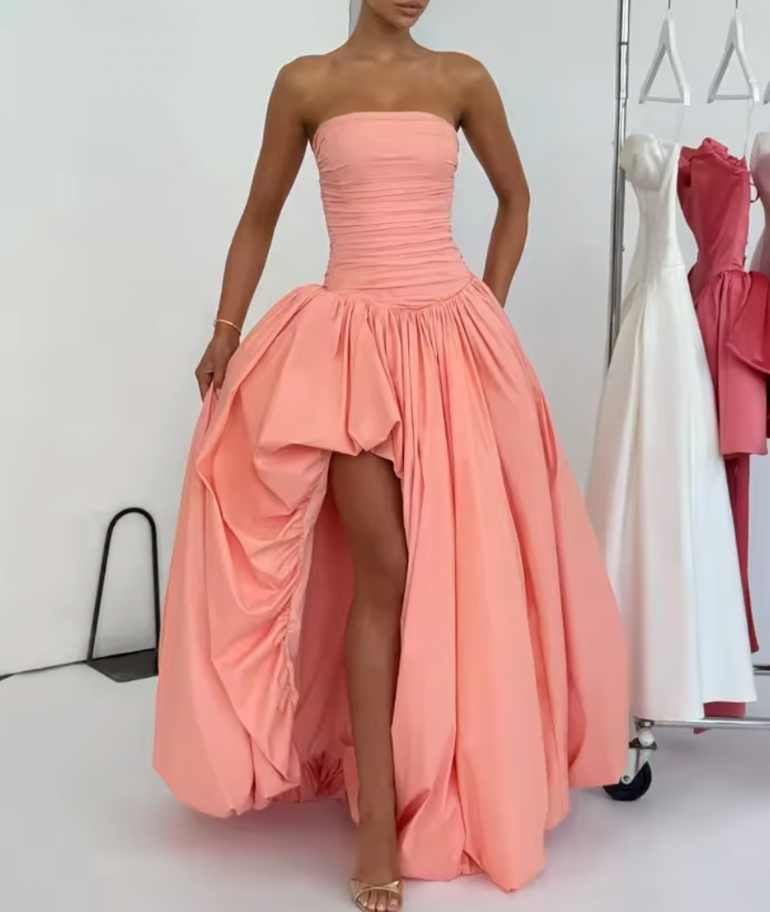 DANIELLA STRAPLESS BUBBLE HEM DRESS