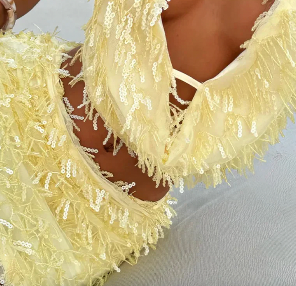 ROSS SEQUIN HALTER TOP & SKIRT SET
