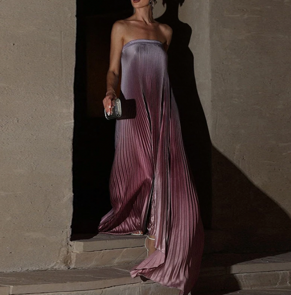 SORA STRAPLESS PLEATED DRESS