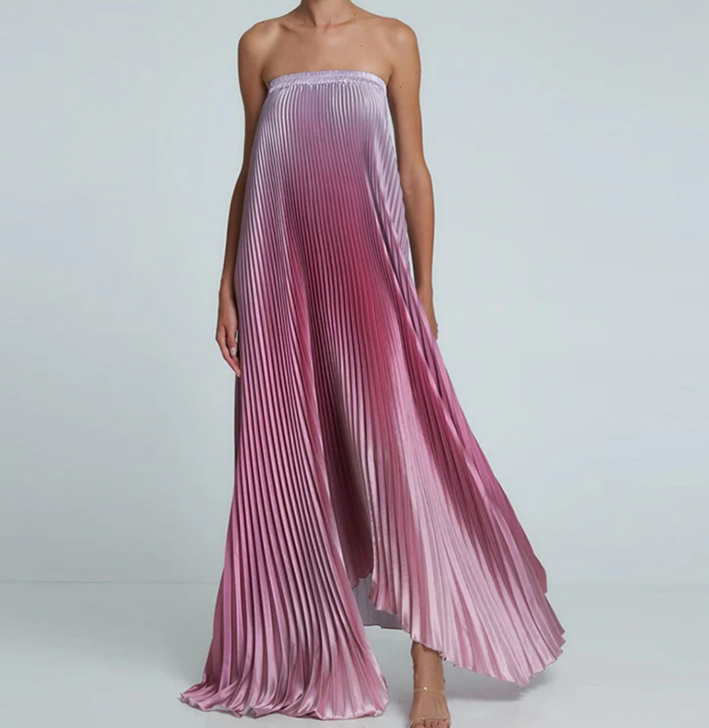 SORA STRAPLESS PLEATED DRESS