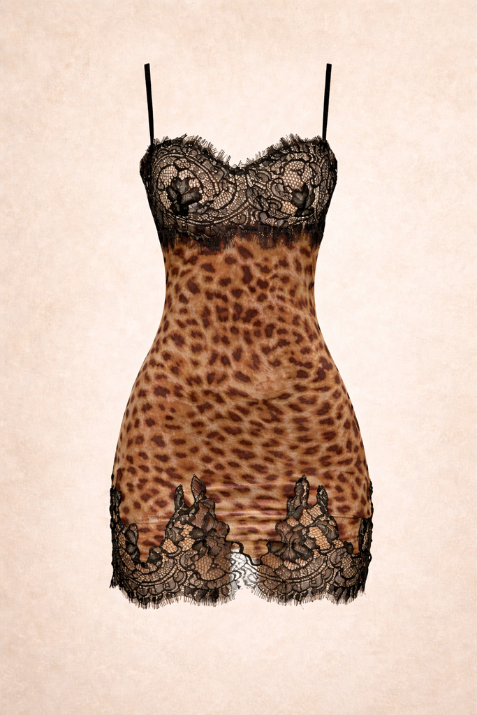 ISLA LEOPARD LACE MINI DRESS