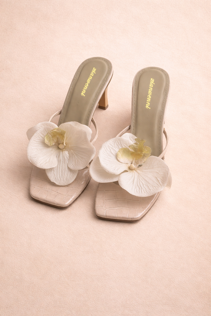 IRIS FLORAL STRAPPY HEELS