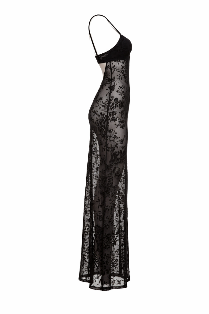 DIAYNE BLACK SHEER LACE MAXI