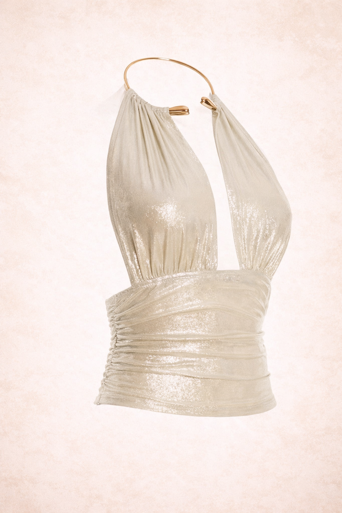 AURELIA METALLIC HALTER GOLD TOP