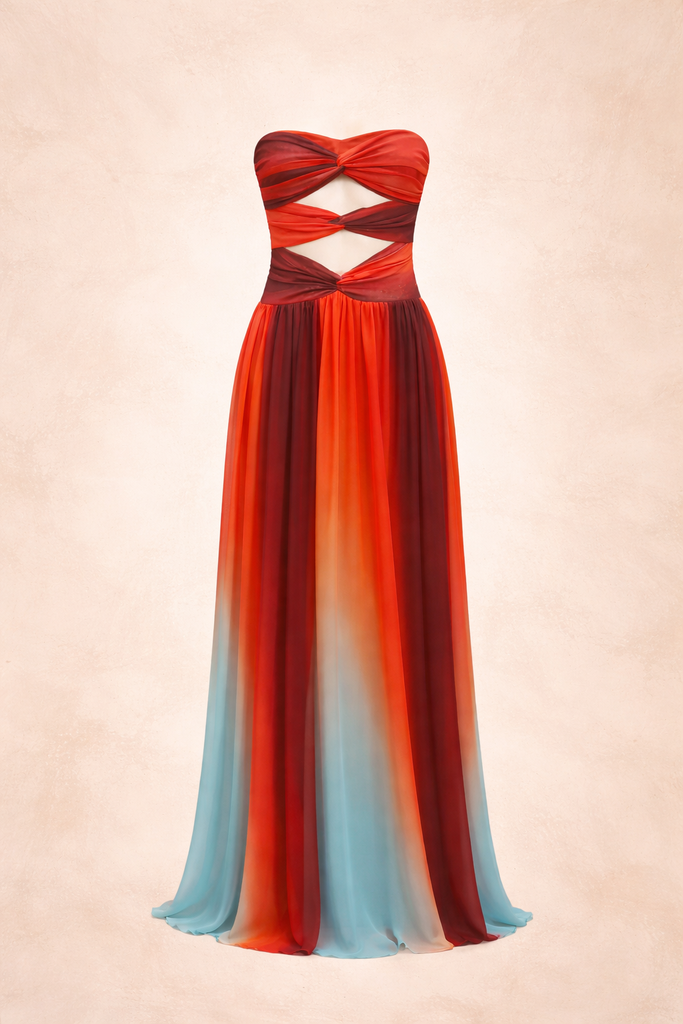 MILLE STRAPLESS OMBRE DRESS