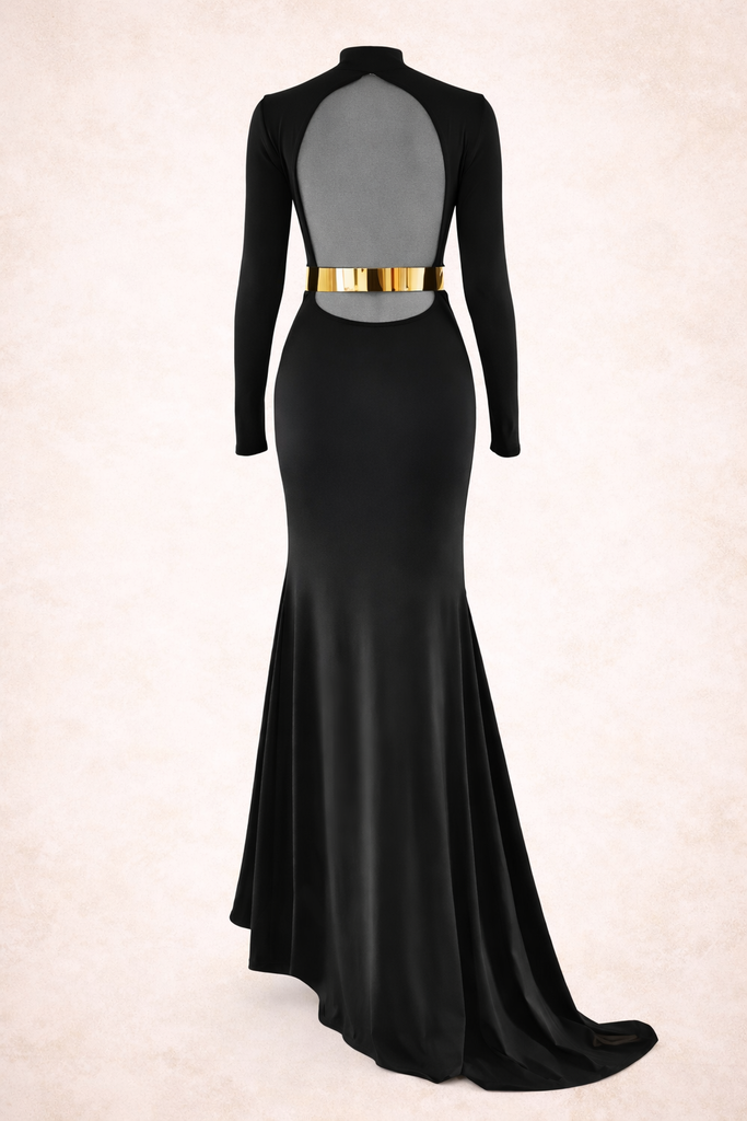 SELENE OPEN BACK GOLD BAR GOWN