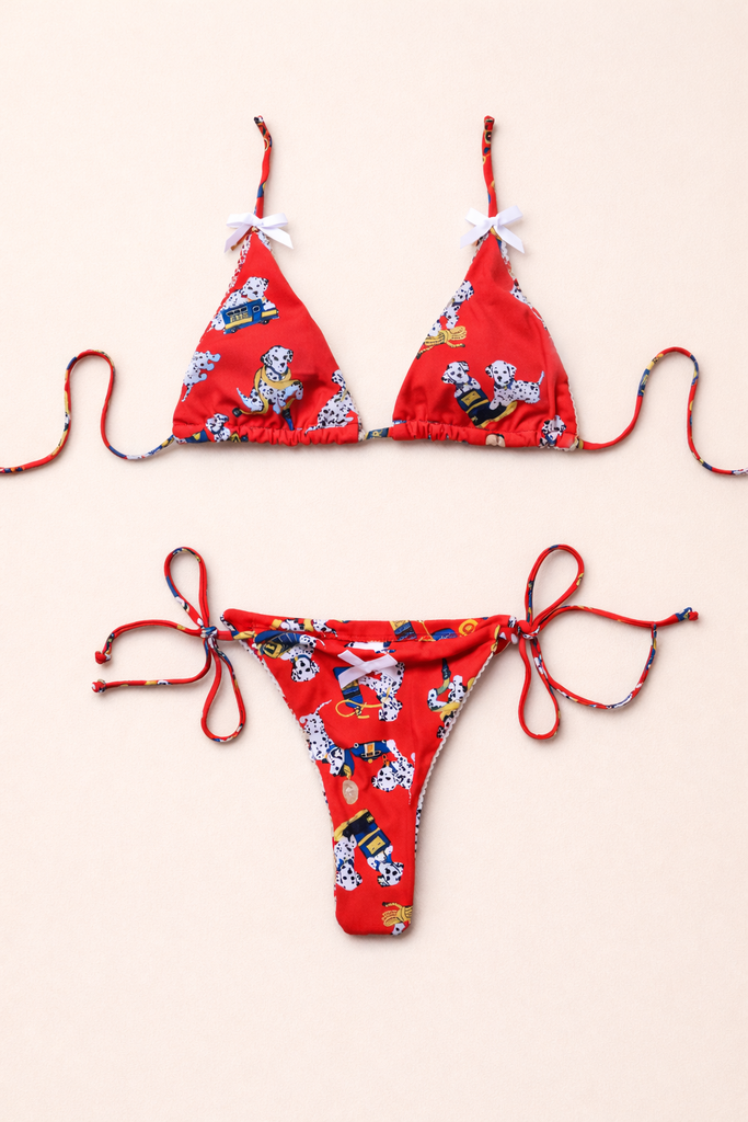 DOLLY LACE TRIM STRING BIKINI SET