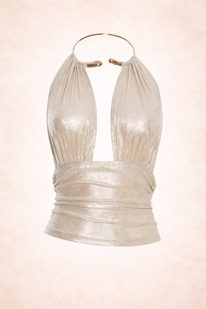 AURELIA METALLIC HALTER GOLD TOP
