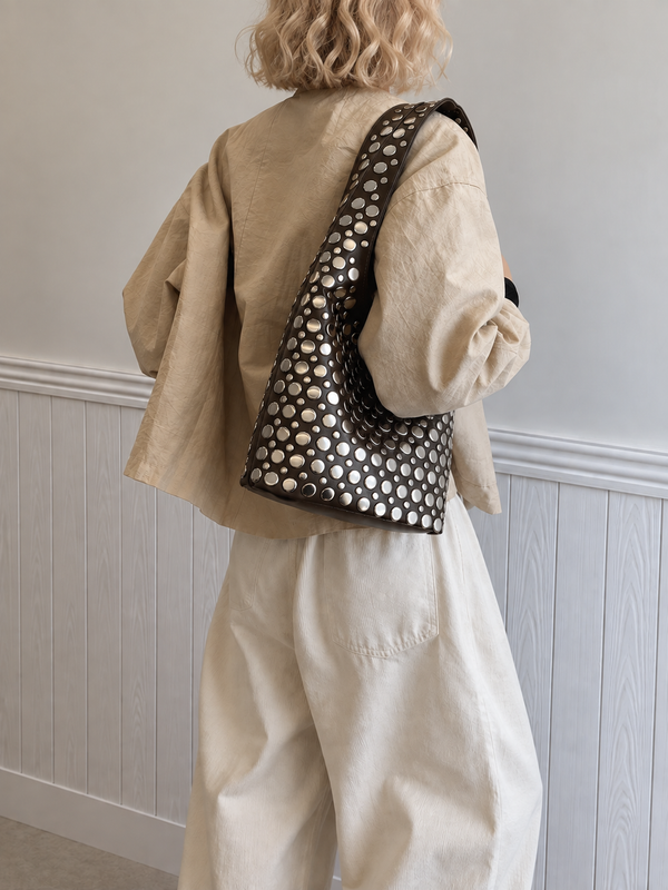 JAS STUDDED SLOUCH HOBO BAG