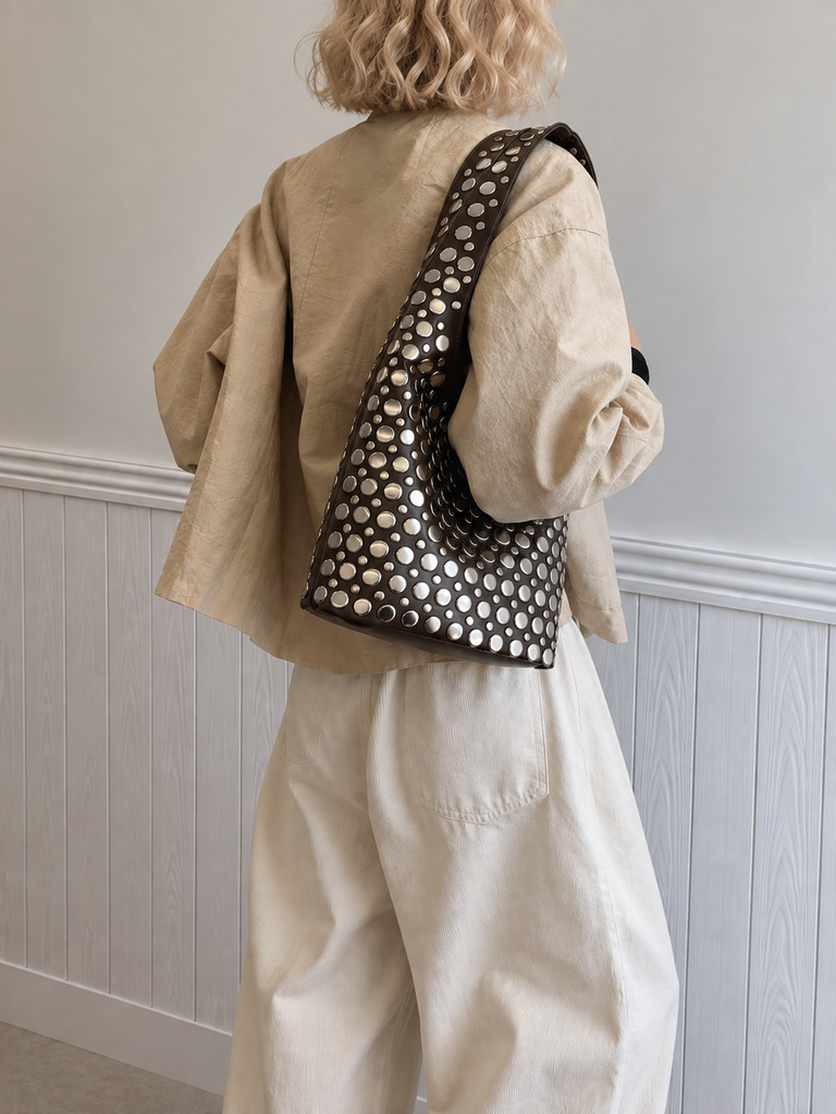 JAS STUDDED SLOUCH HOBO BAG