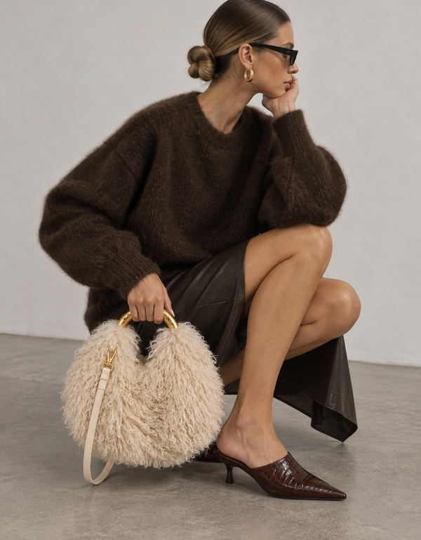 LUNA FAUX FUR HANDLE BAG