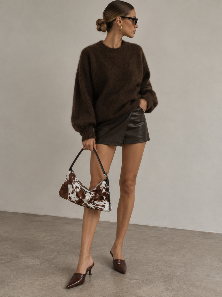SIENNA FUR COW PRINT BAG