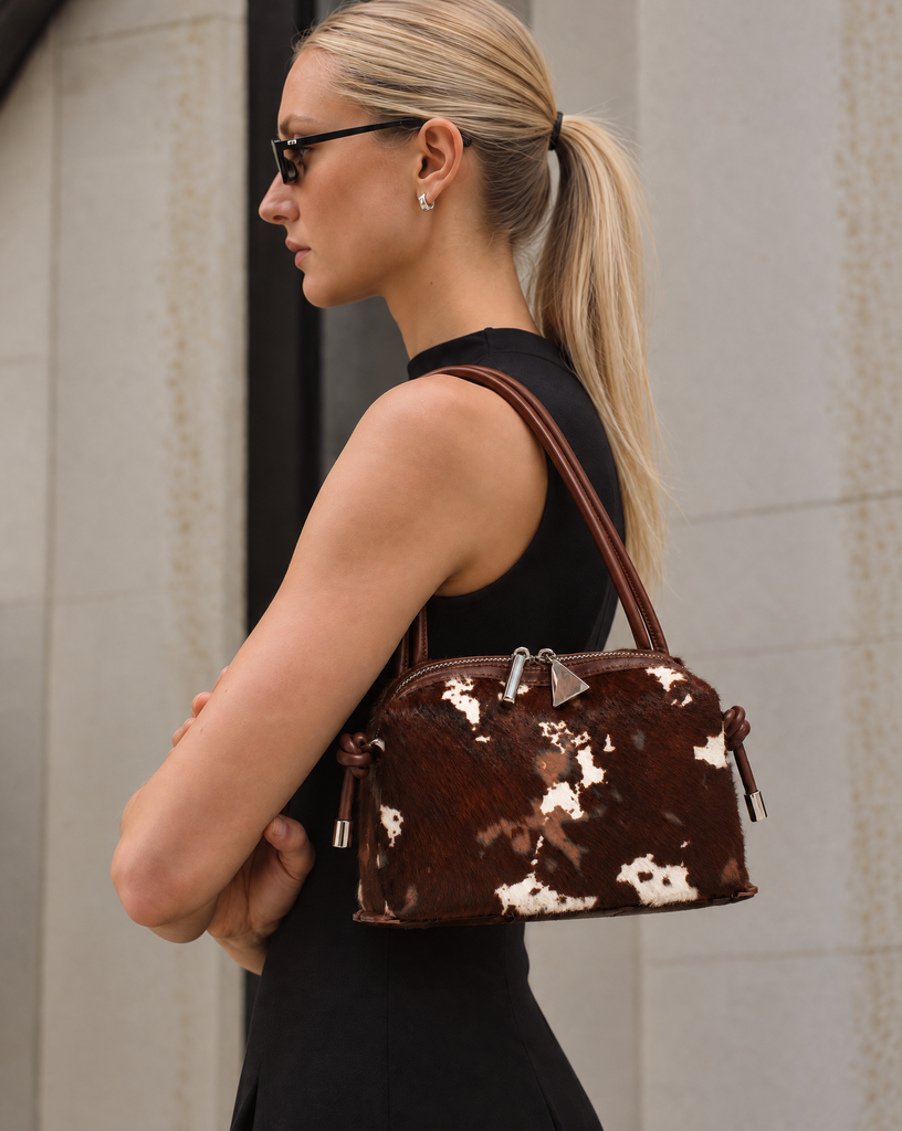 TAYLOR REAL FUR COW PRINT BAG