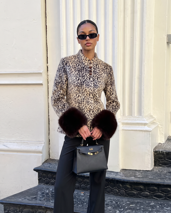 SORELLA FAUX FUR CUFF LEOPARD JACKET