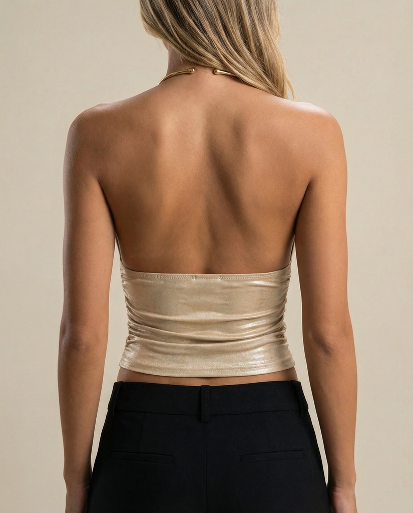 AURELIA METALLIC HALTER GOLD TOP