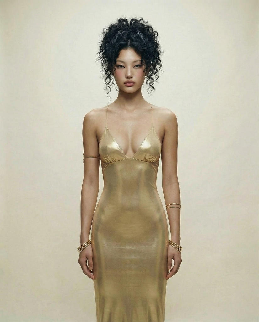 AURELIA BUTTERFLY BACK GOLD MAXI DRESS