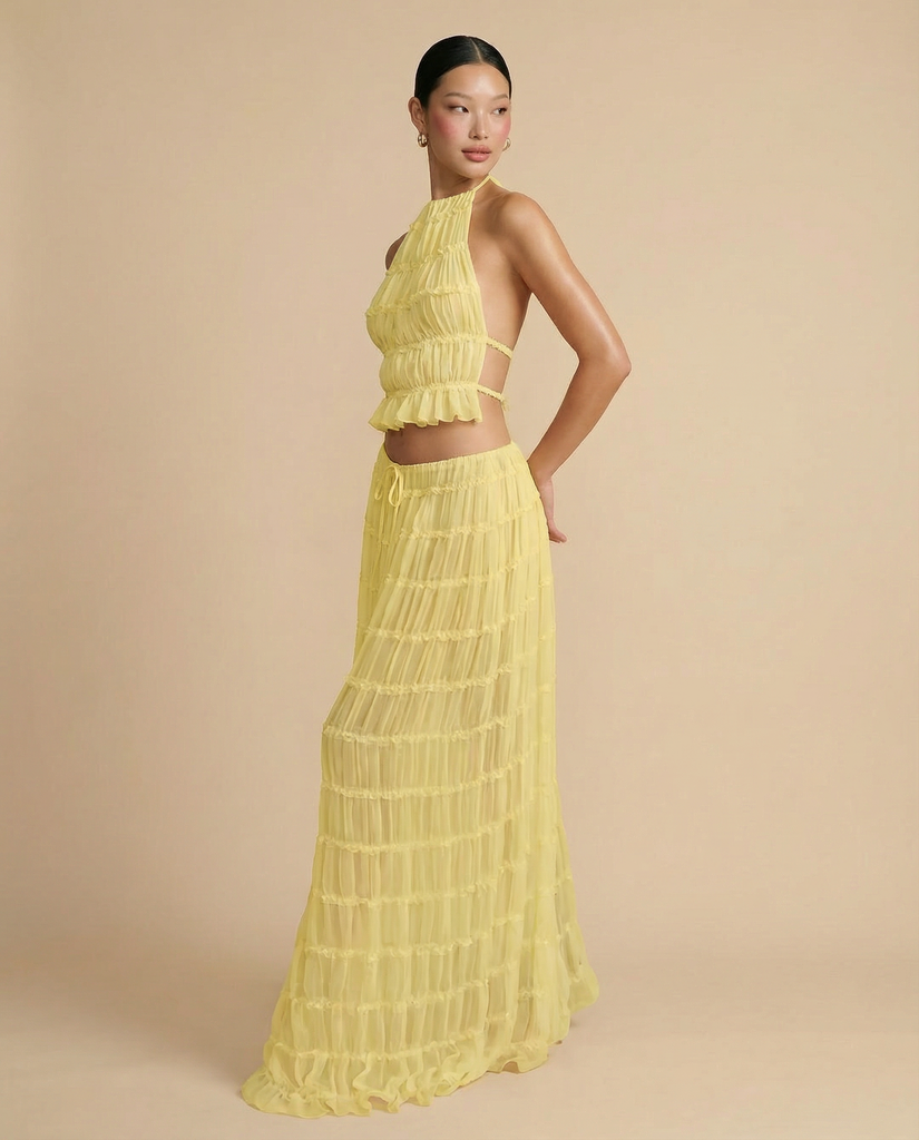 MARIELLE 2 PC HALTER TOP & MAXI SKIRT