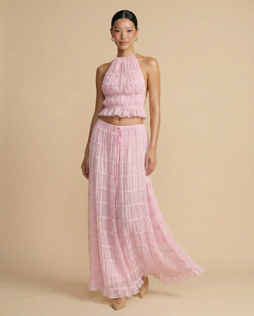 MARIELLE 2 PC HALTER TOP & MAXI SKIRT