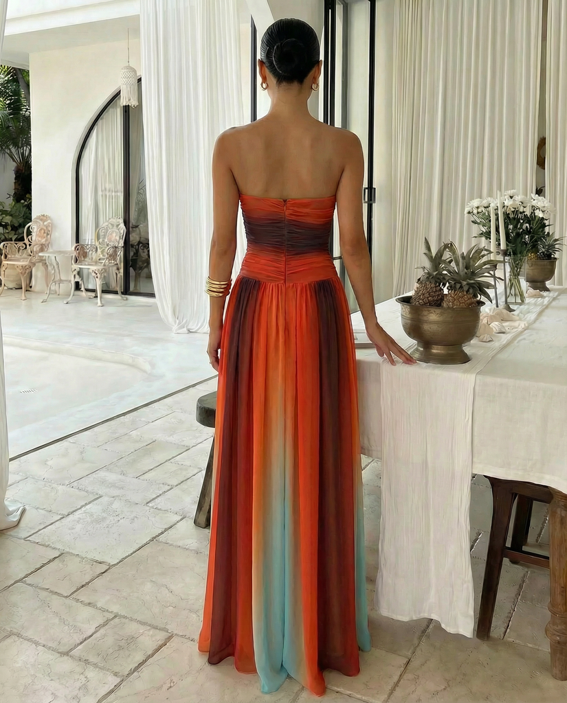 MILLE STRAPLESS OMBRE DRESS