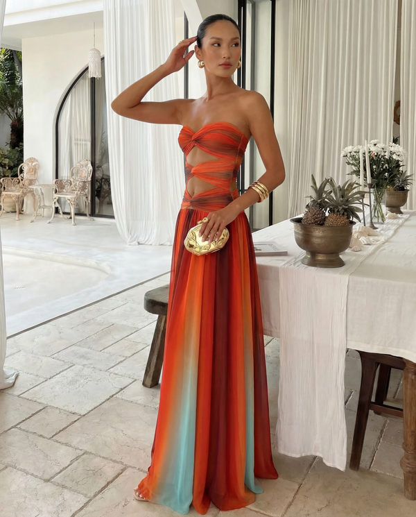 MILLE STRAPLESS OMBRE DRESS