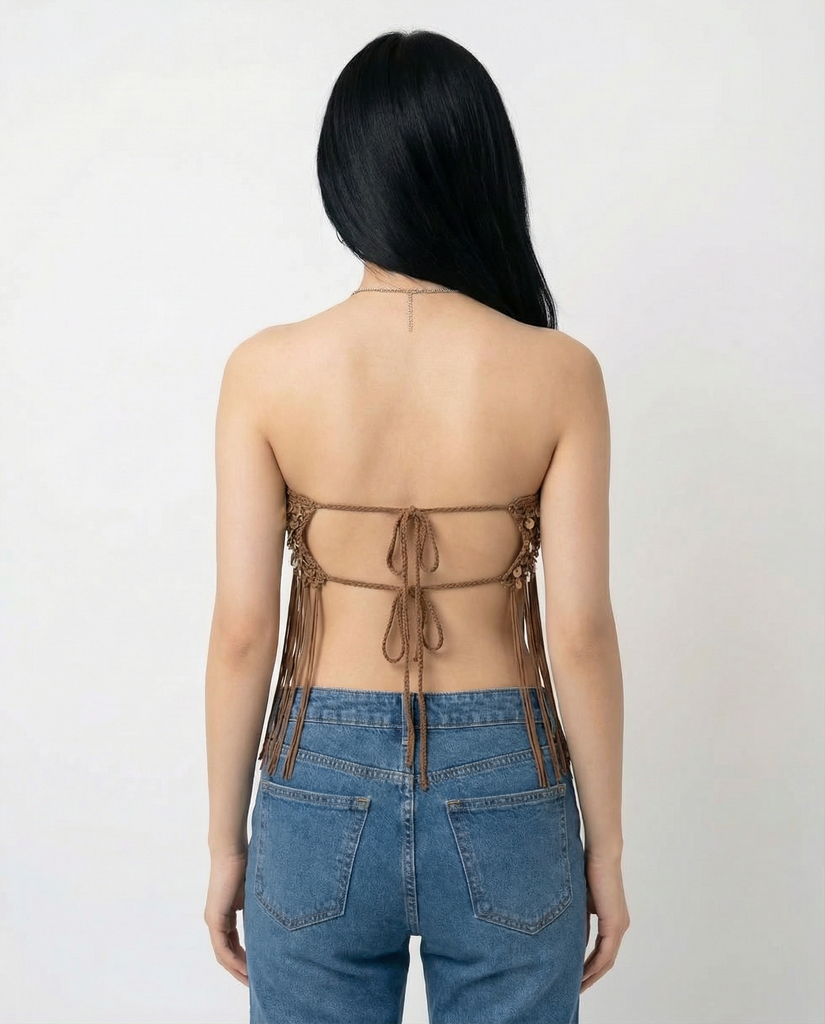 SAHARA SEQUIN FRINGE CROCHET TOP