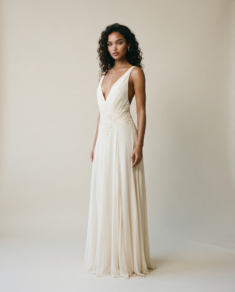 AZURA CHIFFON V NECK MAXI