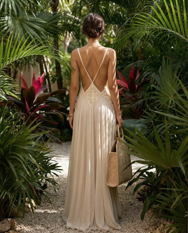 AZURA CHIFFON V NECK MAXI