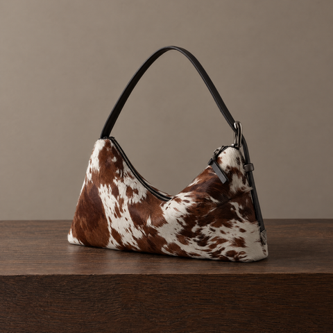 SIENNA REAL FUR COW PRINT BAG