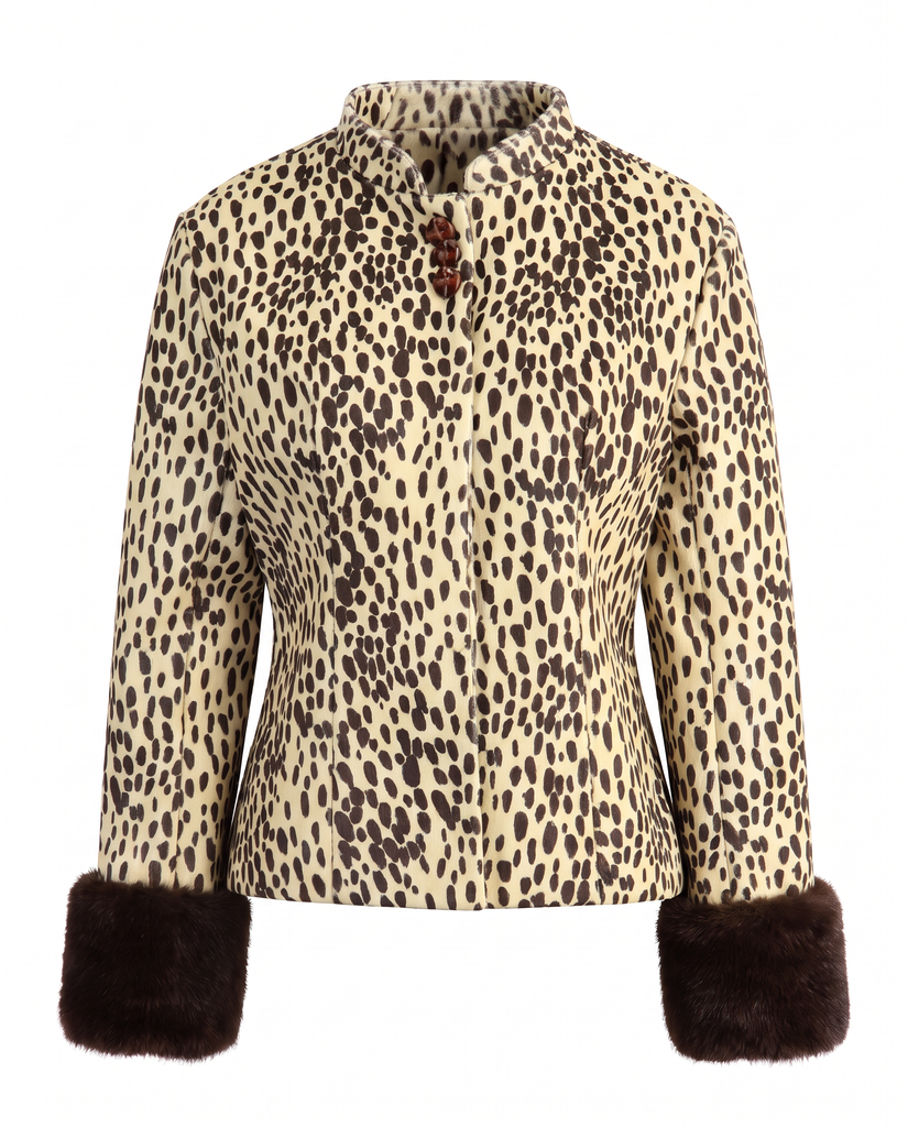 SORELLA FAUX FUR CUFF LEOPARD JACKET