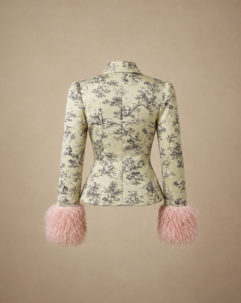 ÉLOISE TOILE JACQUARD FAUX FUR CUFF BLAZER
