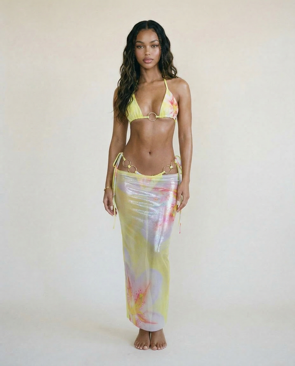 SOLARA FLORAL RING BIKINI SKIRT SET