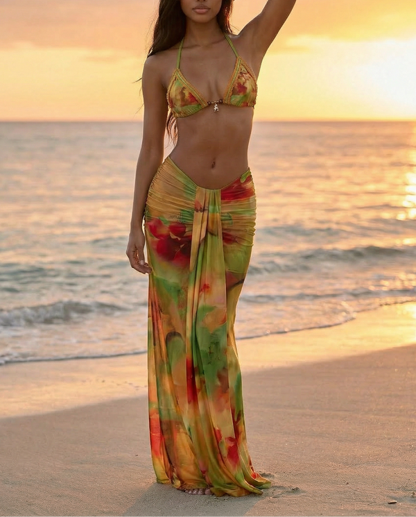 SOLENE TIE-DYE BIKINI & SARONG SET