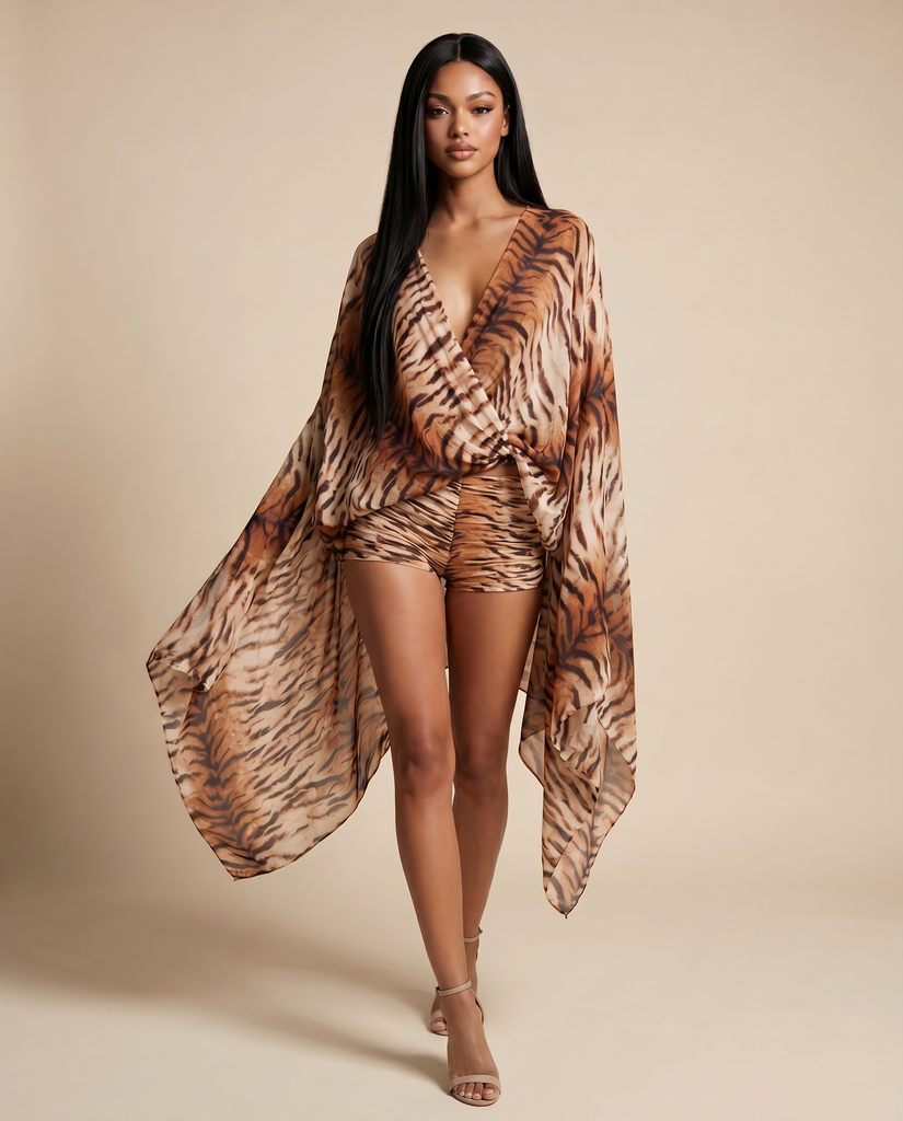 SIENNA TIGER PRINT TOP & SHORT SET