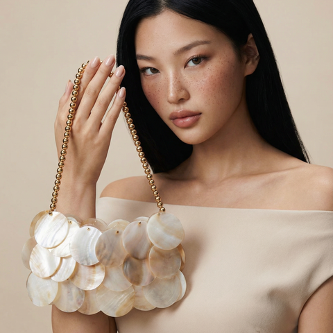 ISLA MOTHER OF PEARL DISC SHOULDER BAG