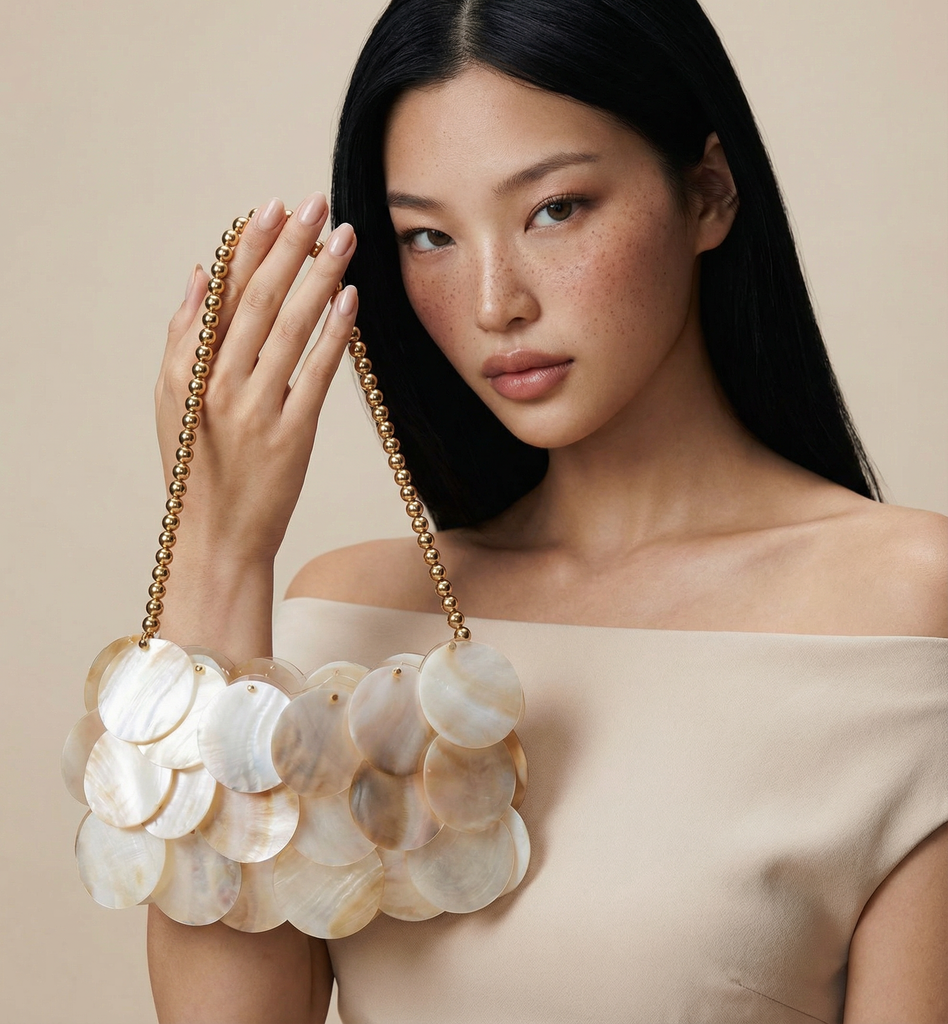 ISLA MOTHER OF PEARL DISC SHOULDER BAG