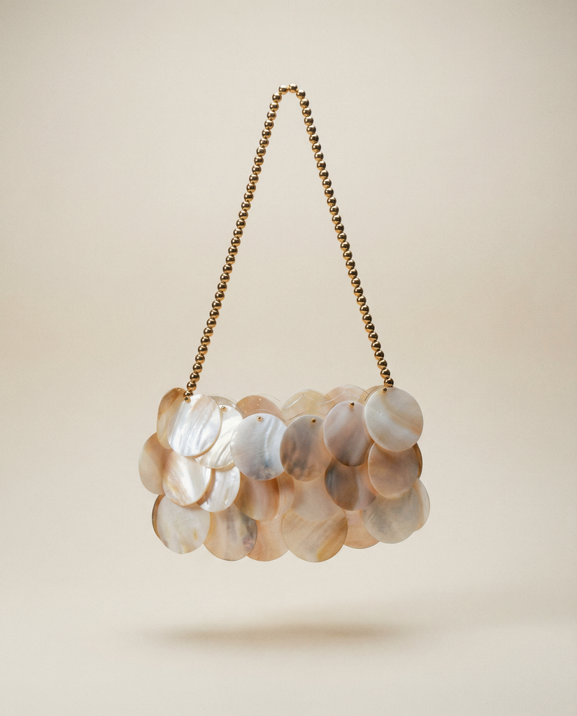 ISLA MOTHER OF PEARL DISC SHOULDER BAG
